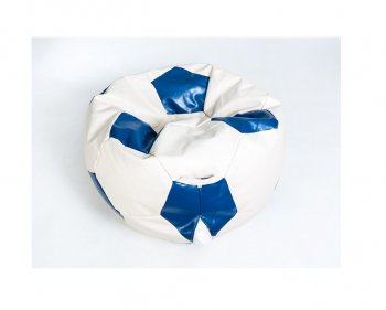 Кресло-мешок Мяч большой Экокожа бело-синее в Березниках - berezniki.mebel-74.com | фото