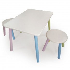 Детский комплект стол и два табурета круглых  (Белый, Белый, Цветной) в Березниках - berezniki.mebel-74.com | фото