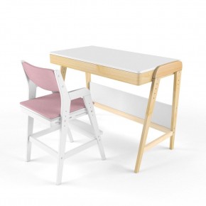 Комплект растущий стол и стул с чехлом 38 попугаев «Вуди» (Белый, Белый, Розовый) в Березниках - berezniki.mebel-74.com | фото