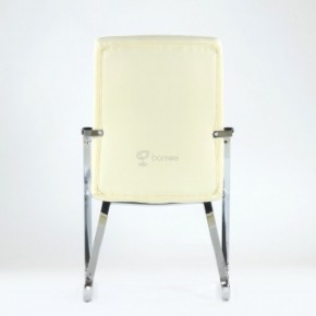 Кресло Barneo K-25 для посетителей и переговорных (хром, бежевая экокожа) в Березниках - berezniki.mebel-74.com | фото