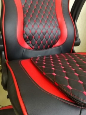 Кресло геймерское Barneo K-37 (черная экокожа красные вставки) в Березниках - berezniki.mebel-74.com | фото