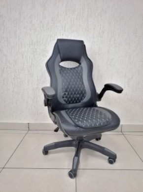 Кресло геймерское Barneo K-37 (черная кожа серые вставки) в Березниках - berezniki.mebel-74.com | фото