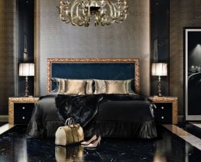 Кровать 2-х спальная (1,8 м) Тиффани Premium черная/золото с мягким элементом (Антрацит) с подъемным механизмом (ТФКР180-3[3](П) в Березниках - berezniki.mebel-74.com | фото