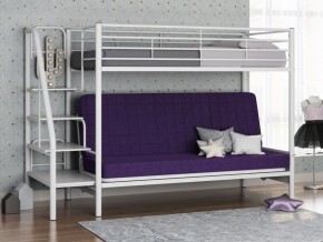 Кровать двухъярусная с диваном "Мадлен-3" (Белый/Фиолетовы) в Березниках - berezniki.mebel-74.com | фото