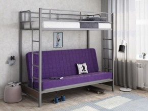 Кровать двухъярусная с диваном "Мадлен" (Серый/Фиолетовый) в Березниках - berezniki.mebel-74.com | фото