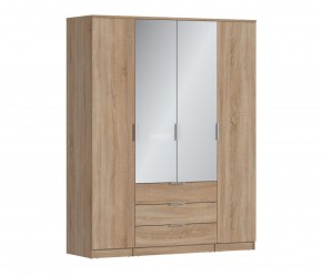 Шкаф 4х дверный с зеркалами Николь СБ-2595/1 (Дуб Сонома) в Березниках - berezniki.mebel-74.com | фото