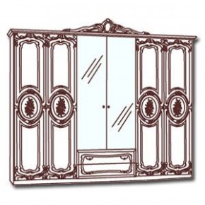 Шкаф 6-и дверный с зеркалами (01.146) Роза (могано) в Березниках - berezniki.mebel-74.com | фото