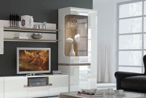 Шкаф с витриной 3D/TYP 01L, LINATE ,цвет белый/сонома трюфель в Березниках - berezniki.mebel-74.com | фото